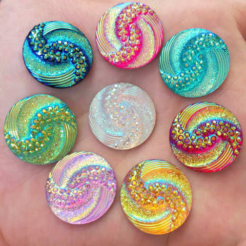 New 20pcs 20mm AB Resin Round FlatBack Rhinestone Embellishment Buttons Crafts W08*2 ► Photo 1/1