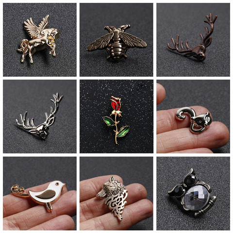 Animal Insect Series Bee/Flower/Bird/Deer Enamel Brooch Collar Needle Men and Eomen Shirt Collar Clip Pin Clothing Decoration ► Photo 1/6