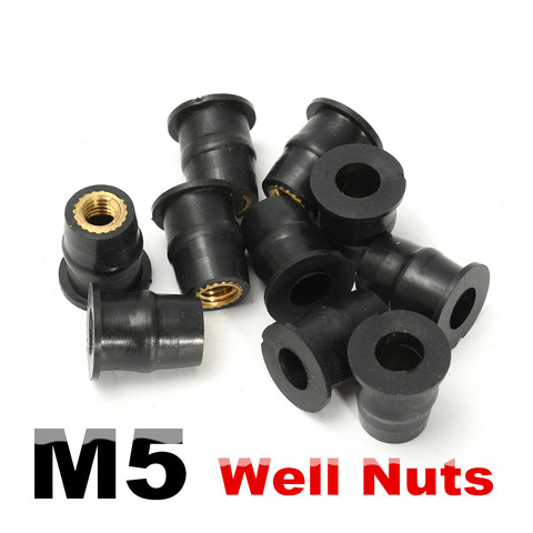 10x M5 5mm Metric Rubber Well Nuts Windscreen Fairing Cowl ► Photo 1/6
