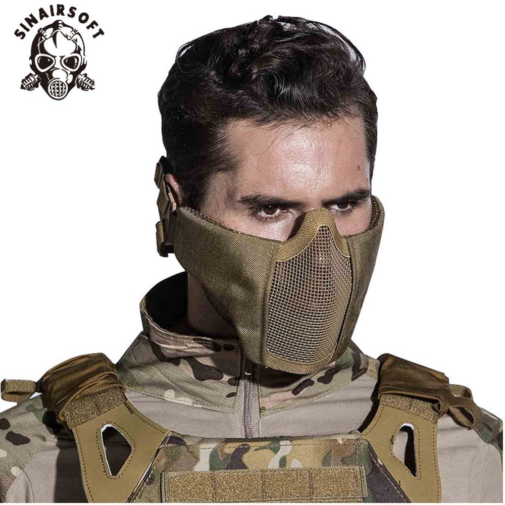 Airsoft Mask Half Lower Face Metal Steel Net Mesh Mask Hunting