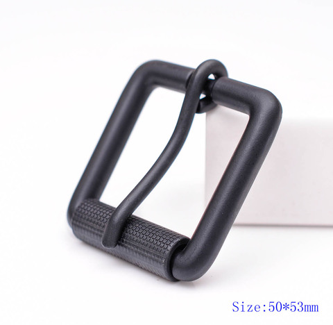 50X53MM (Inner 34mm) Rectangular Alloy Pin Single Prong Roller Black Buckle for Leather Belt 1-1/2