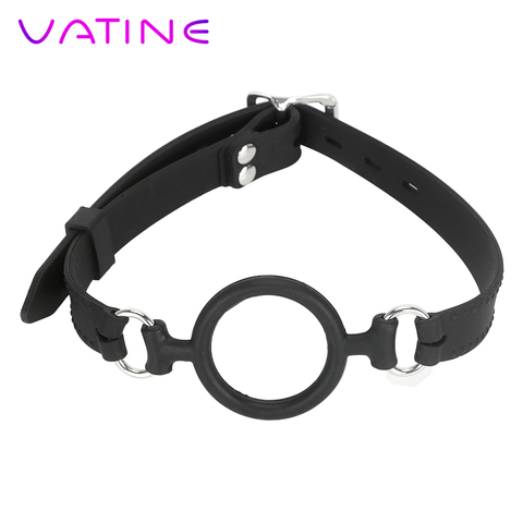 VATINE Muzzle Ring Black Oral Fixation Mouth Gag Harness Ball SM Bondage Strap Womens Adult Games For Married Couples Sex Toys ► Photo 1/6
