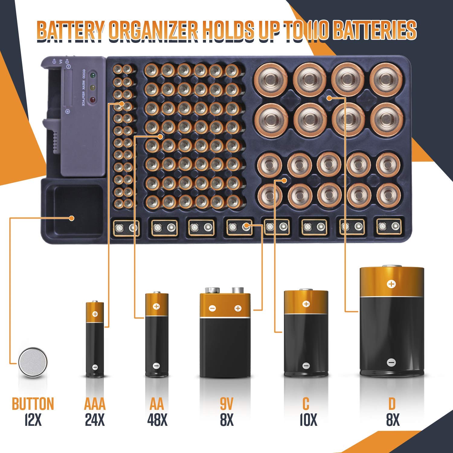 FFYY-Battery Storage Organizer Holder with Tester - Battery Caddy Rack Case  Box Holders Including Battery Checker For AAA AA C - Price history & Review, AliExpress Seller - Zoe's Digital Store