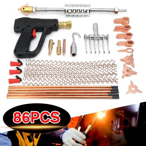 86pcs 1 Set Car Body Dent Repair Puller Kit Dent Spot Removal Repair Tool Kit Device Welder Stud Welding Machine Pulling Hammer ► Photo 1/1