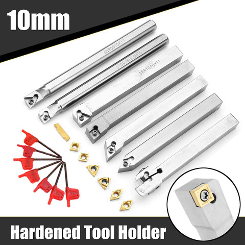 Drillpro Upgrade 21pcs 10mm Turning Tool Holder Lathe Boring Bar+Carbide Insert+Wrench Set Alloy Steel ► Photo 1/6