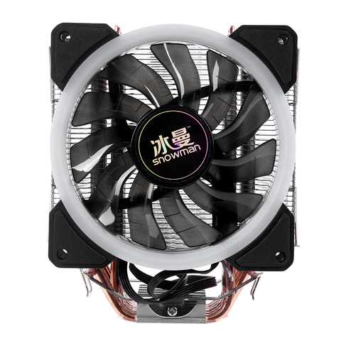 SNOWMAN 4PIN CPU cooler 6 heatpipe Single RGB LED fan cooling 12cm fan LGA775 1151 115x 1366 support Intel AMD ► Photo 1/6