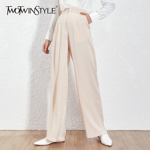 TWOTWNSTYLE Summer Loose Casual Trousers For Women High Waist Maxi Wide Leg Pants Female Elegant 2022 Fashion Clothes New ► Photo 1/6