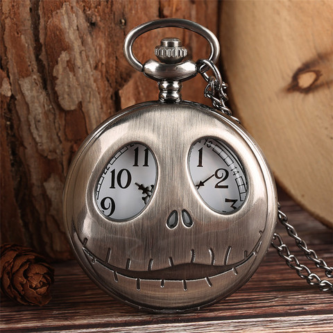 Hollow Display Pocket Watch Quartz Retro Grey/Bronze Pendant Watch The Nightmare Before Christmas Necklace Clock Gifts for Kids ► Photo 1/5