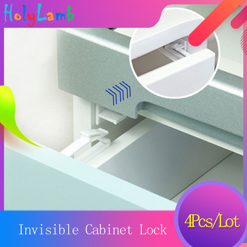 4Pcs/Lot Invisible Cabinet Lock Baby Safety Drawer Lock Latches Baby Security Protection From Children Safety Door Lock Castle ► Photo 1/6