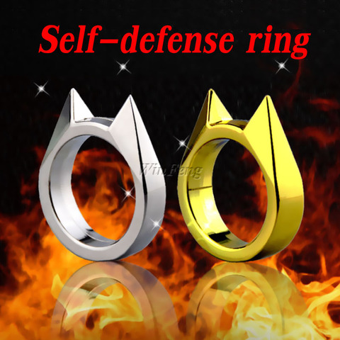 Trendy Cat Ear Self Defence Finger Ring Pendant Keychain Multifunction Outdoor Survival Tool  EDC Tactical Self Defense Supplies ► Photo 1/6