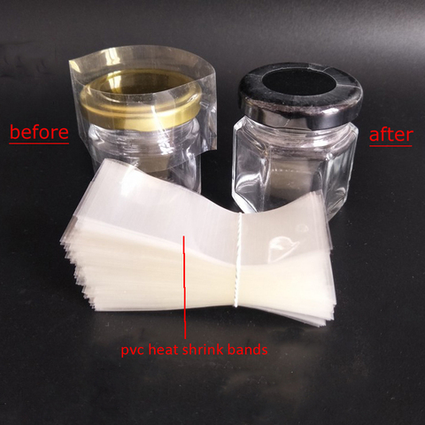 New 200pcs/pack Pvc Transparant Heat Shrink Bands For Bottles Caps, Jar Mouth/cap Diameter 42mm H 34mm Laid Flat Width 68mm ► Photo 1/6