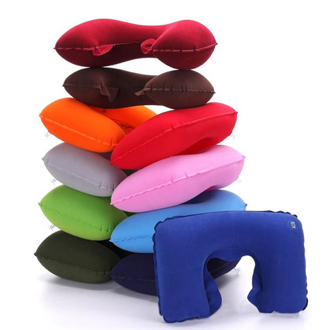 Folding business travel U-shaped neck pillow inflatable pillow portable inflatable neck travel pillow cushion comfort ► Photo 1/6