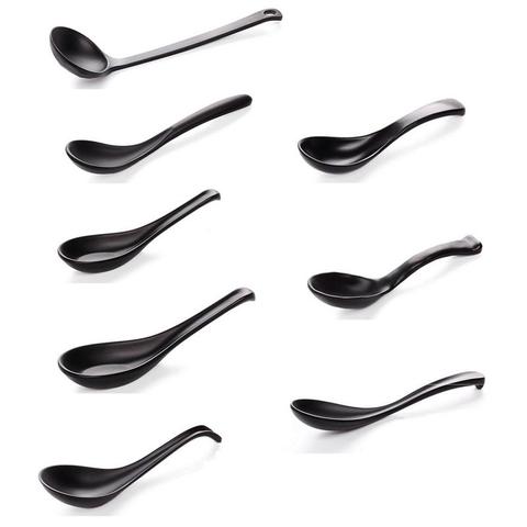Japanese 1Pc Black Matte Spoon Chinese Soup Spoon Round Anti-Fall Earl Scoop Scoop Thick Cooking Meal Food Spoon Dinnerware ► Photo 1/6