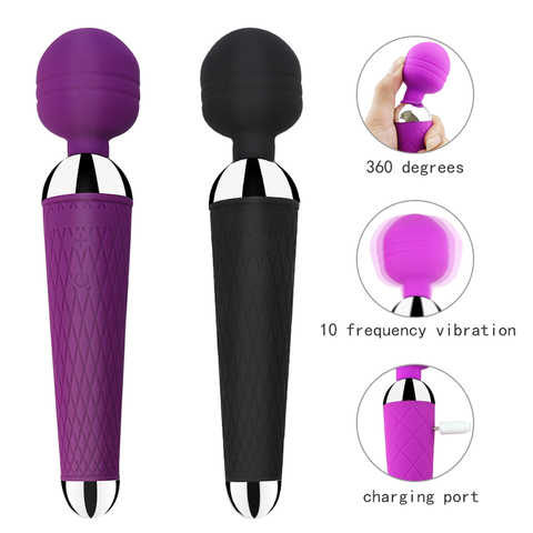 Powerful Oral Clit Vibrators USB Charge Av Magic Wand Vibrator Anal Massager Adult Sex Toys For Women Safe Silicone Sex Product ► Photo 1/6