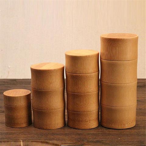 Natural Bamboo Tea Can Tea Canister Storage Boxes Travel Sealed Portable Tea Coffee Container Small Jar Caddy Organizer ► Photo 1/6