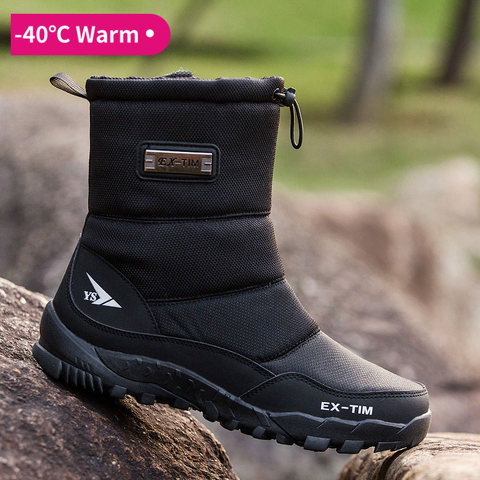 Snow boots Men Hiking Shoes waterproof winter boots With Fur winter shoes Non-slip Outdoor men boots  platform thick plush warm ► Photo 1/6