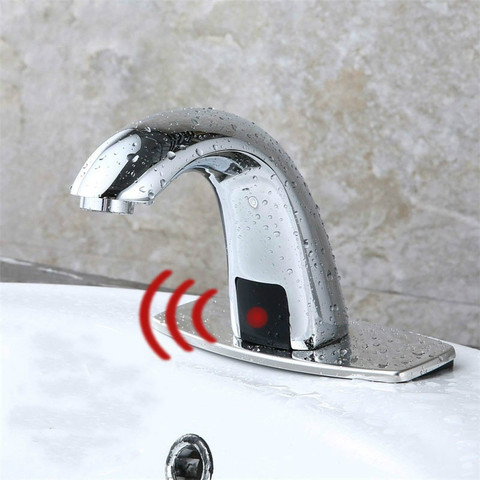 Hot & Cold Bathroom Automatic Touch Free Sensor Faucets water saving Inductive electric Water Tap mixer battery power ► Photo 1/5