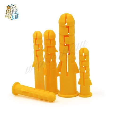 10-50pcs  M6 M8 M10 Yellow Ribbed Plastic Anchor Wall Plastic Expansion Pipe Tube Wall Plugs Drywal ► Photo 1/3