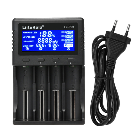 LiitoKala Lii-PD4 Battery Charger LCD Display for 18650 26650 21700 18350 AA AAA 3.7V/3.2V/1.2V/1.5V lithium NiMH Li-ion battery ► Photo 1/6