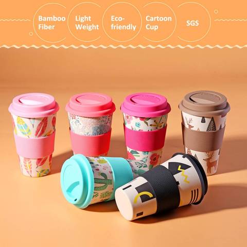 Bamboo Reusable Coffee Cup with Lid & Silicone Sleeve