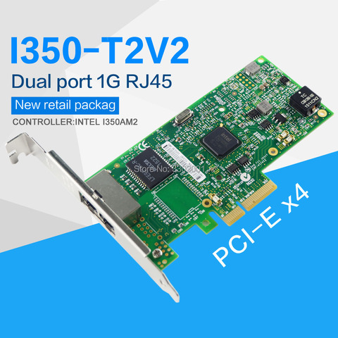 FANMI  I350-T2V2 PCI-E 4X Server Dual RJ45 Port Gigabit Ethernet LAN Intel i350AM2 1G Network Card ► Photo 1/3