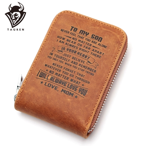 Parent To Child Gift Wallet 14 Card Solts RFID Blocking Genuine Leather Wallet Crazy Horse Leather Card Holder Organ Card Bag ► Photo 1/6