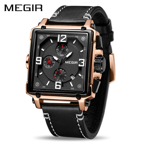 MEGIR Creative Men Watch Top Brand Luxury Chronograph Quartz Watches Clock Men Leather Sport Army Military Wrist Watches Saat ► Photo 1/6