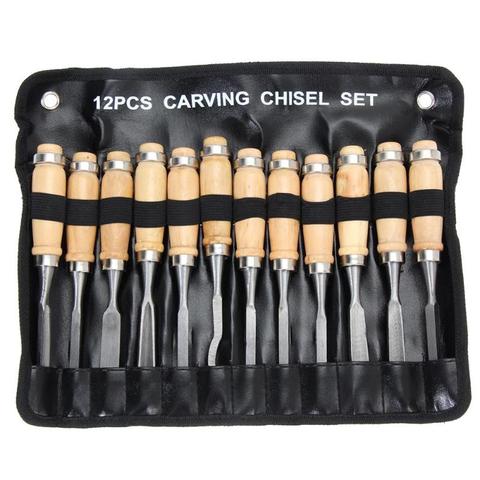 12pcs Professional Manual Wood Carving Hand Chisel Tool Set Woodworking Carpenter Carving Chisel Knife DIY Hand Tools ► Photo 1/6