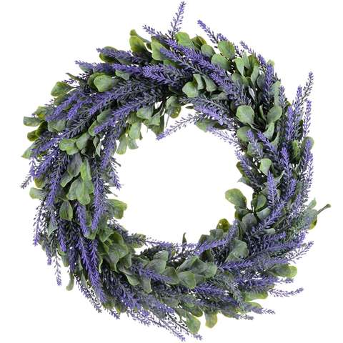 Artificial Wreath, Door Wreath 17 Inch Lavender Spring Wreath Round Wreath for The Front Door, Home Decor ► Photo 1/6