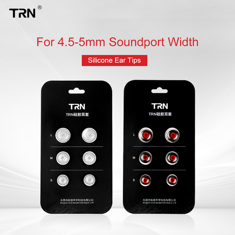TRN 3 Pairs 6 PCS L/M/S In-Ear Earbud Earphone Tips 4.5-5 mm Headphones Silicone Eartips Ear Sleeve For KZ TRN CCA Earphones ► Photo 1/6
