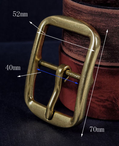 Heavy Solid Brass Classic Center Bar Pin Belt Buckle for Leather Belt Fit 40mm Strap ► Photo 1/6