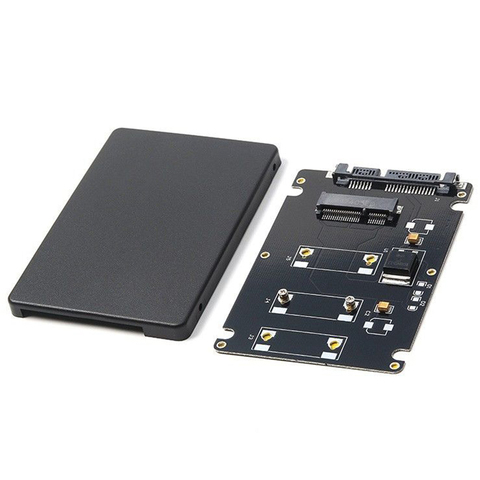 Mini Pcie mSATA SSD to 2.5 inch SATA3 Adapter Card with Case 7 mm Thickness black ► Photo 1/6