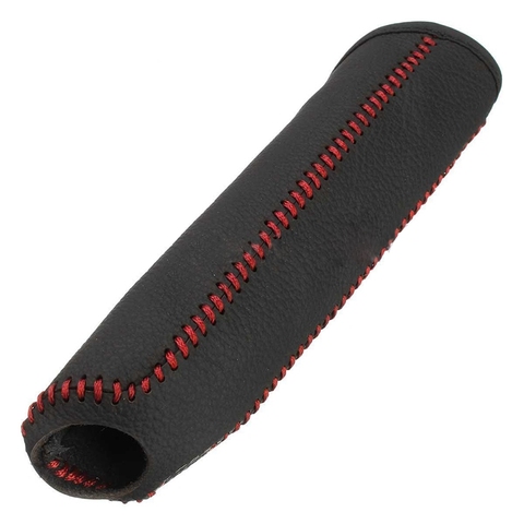 Leather Hand Brake Cover Protective Sleeve For Honda / Accord / Civic 8, Black + red line ► Photo 1/6