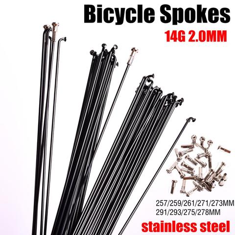 Bicycle Spokes Wire Mountain Road Bike 304 Stainless Steel High Strength 259/261/271/273/291/293MM 26 27.5 29 Inch with Free Cap ► Photo 1/6