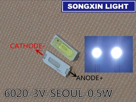 100pcs/Lot Seoul SAMSUNG SMD LED 6020 5620 3V 0.5W 160mA 54LM Cold white for TV Backlight ► Photo 1/5
