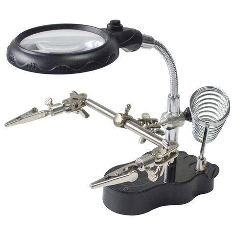 LED Magnifying Magnifier Glass Desktop Magnifier Third Hand Soldering Repair Tool ► Photo 1/6