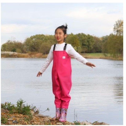EU 25-36 Kids Waterproof Wader Pants With Rain Boots Outdoor Girl