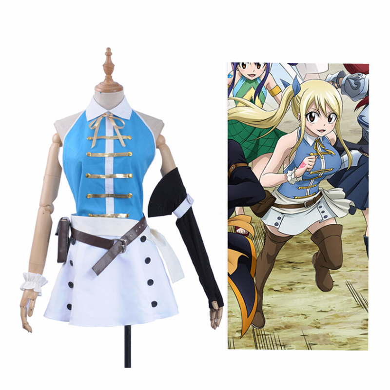 Anime Fairy Tail Cosplay Costume Lucy Heartfilia Backless Polyester Adult  Women