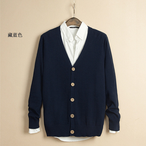 New Style Male Knitted Cardigan Men's Casual Solid Color Cardigan Fashion V-neck Sweater Work Clothes Coat ► Photo 1/6