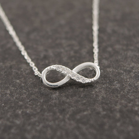Shuangshuo Tiny Infinity Crystal Pendant Necklaces for Women Choker Lucky Number Eight Geometric Long Chain Necklace ► Photo 1/6