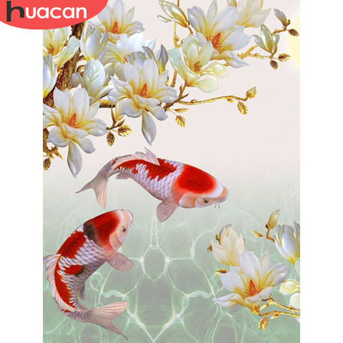 HUACAN 5D DIY Full Square Diamond Painting Animal Fish And Flower Rhinestone Mosaic Diamond Embroidery Cross Stitch Home Decor ► Photo 1/6