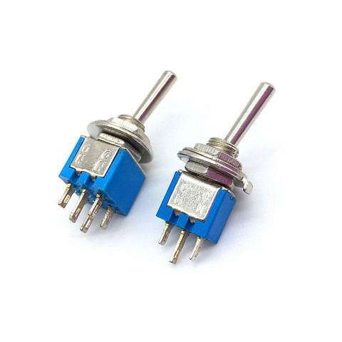 5Pcs 125V/3A SPDT 3-Pin DPDT 6Pin On/On 2 Position Mini Toggle Switch Blue ► Photo 1/6