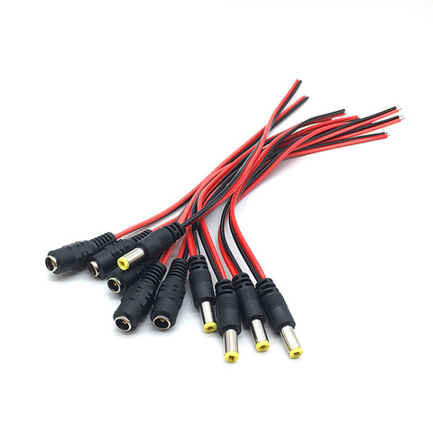 5pcs 12V DC Connectors Male Female Jack Cable Adapter Plug Power Supply 5.5 x 2.1mm for LED Strip Light CCTV Camera 26cm Length ► Photo 1/6