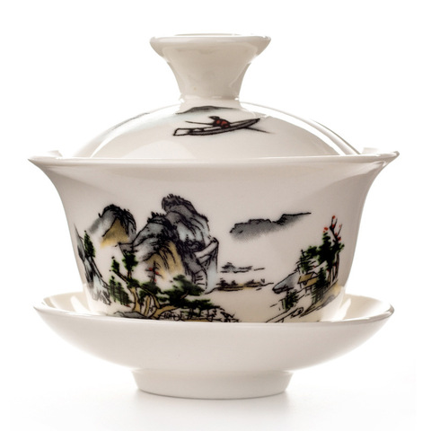China Hand Painted Tea Set,dehua High Quality White Porcelain Gaiwan Tea Porcelain Pot Set For Travel Beautiful And Easy Kettle ► Photo 1/6