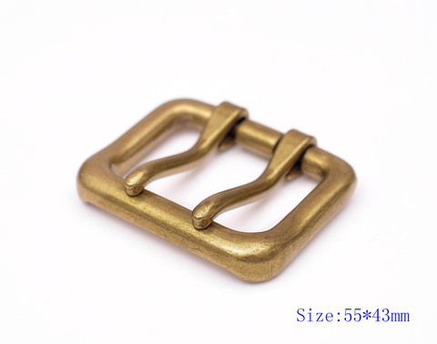55*43MM  Men Solid Brass Double Tongue Pin Prong DIY Metal Belt Buckle Fits 40MM Straps ► Photo 1/6