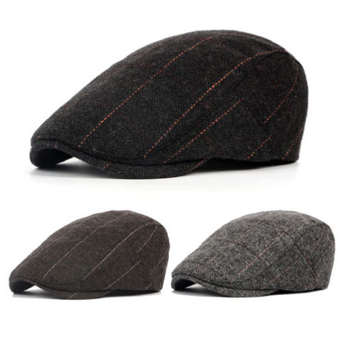 UK Mens Flat Cap Beret herringbone Newsboy Bakerboy Hat Gatsby Peaky Blinders ► Photo 1/6