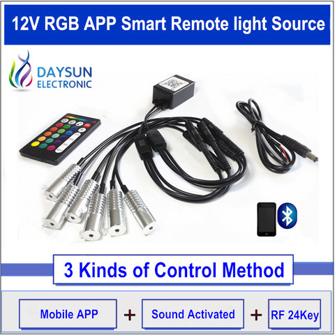 12V RGB Smart Light Source for Side Glow Optic Fiber Cable Mobile APP Control RF Remote 2W Light Source for Car Atmosphere Light ► Photo 1/1