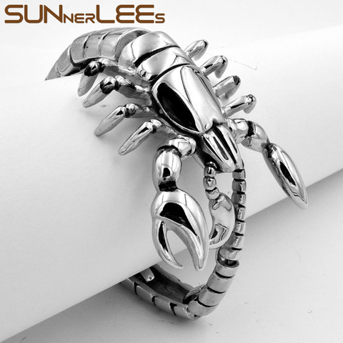 SUNNERLEES 316L Stainless Steel Bracelet Hiphop Rock Punk Huge Scorpion Link Chain Men Women Fashion Jewelry Gift SSB09 ► Photo 1/6