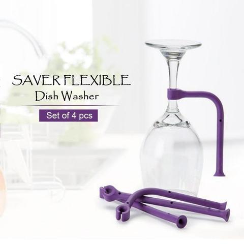 4pcs/set  Flexible Silicone Stemware Saver Wine Fixed Rack Dishwasher Holder Rack Wine Glass Holder Bar Kitchen Tools ► Photo 1/1