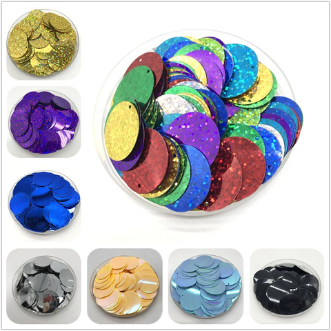 200Pcs 25mm Colorful Large Sequins With 1 Side Hole PVC Flat Round Loose Sequin Paillettes Sewing Craft DIY Scrapbooking Pendant ► Photo 1/6